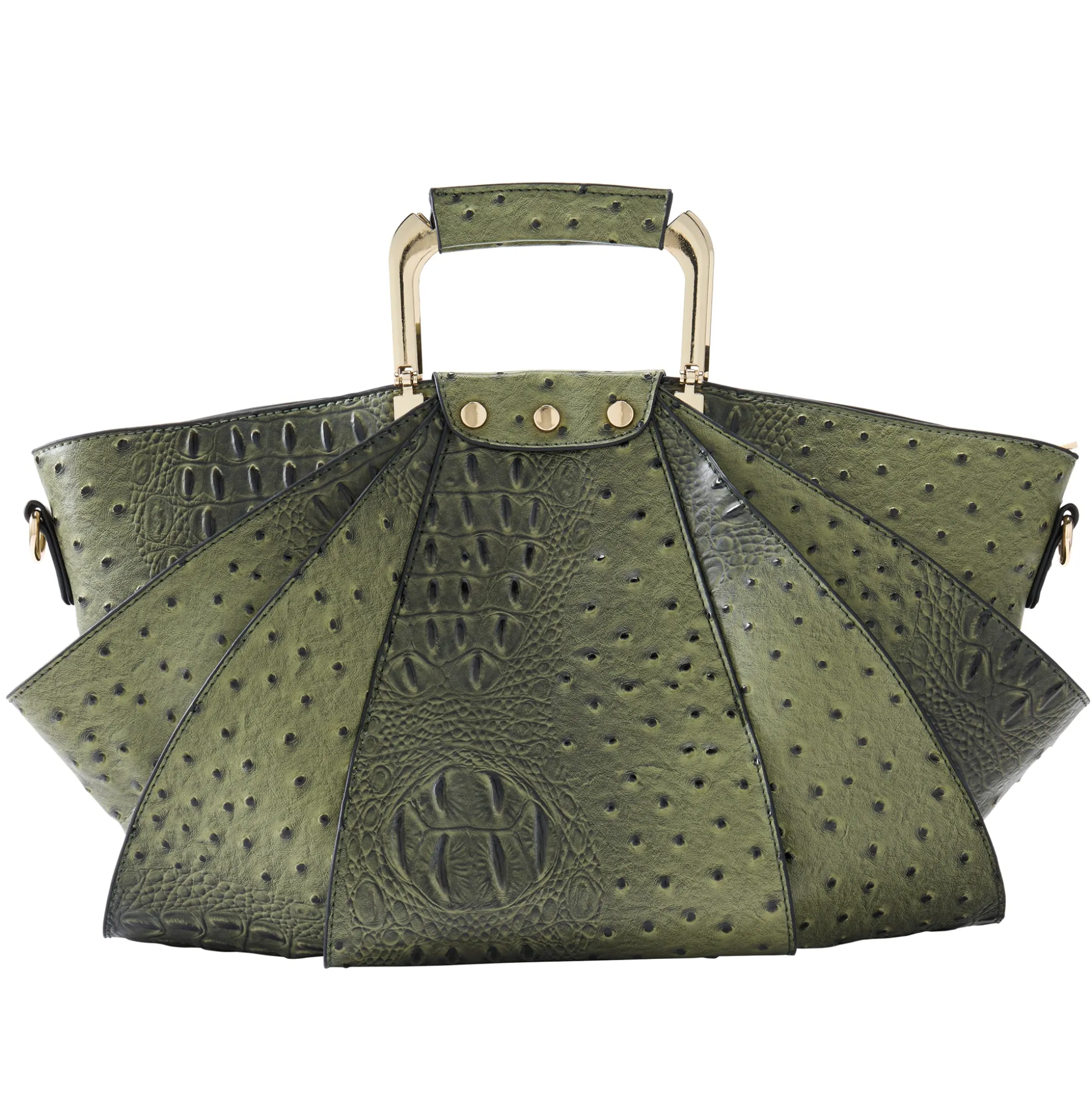 Croco Fan Handbag with Removable Strap