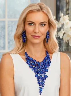 Crystal Bib Necklace and Earring Set