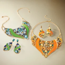 Crystal Floral Enamel Earrings