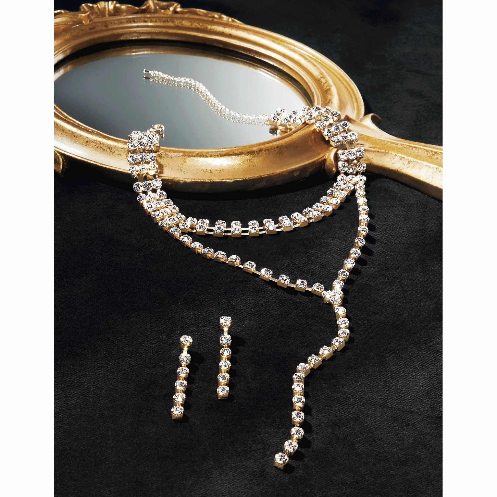 Crystal Multi-Strand Y Necklace & Earring Set