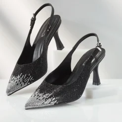 Crystal Ombré Slingback with Pointed Toe and Ankle Strap