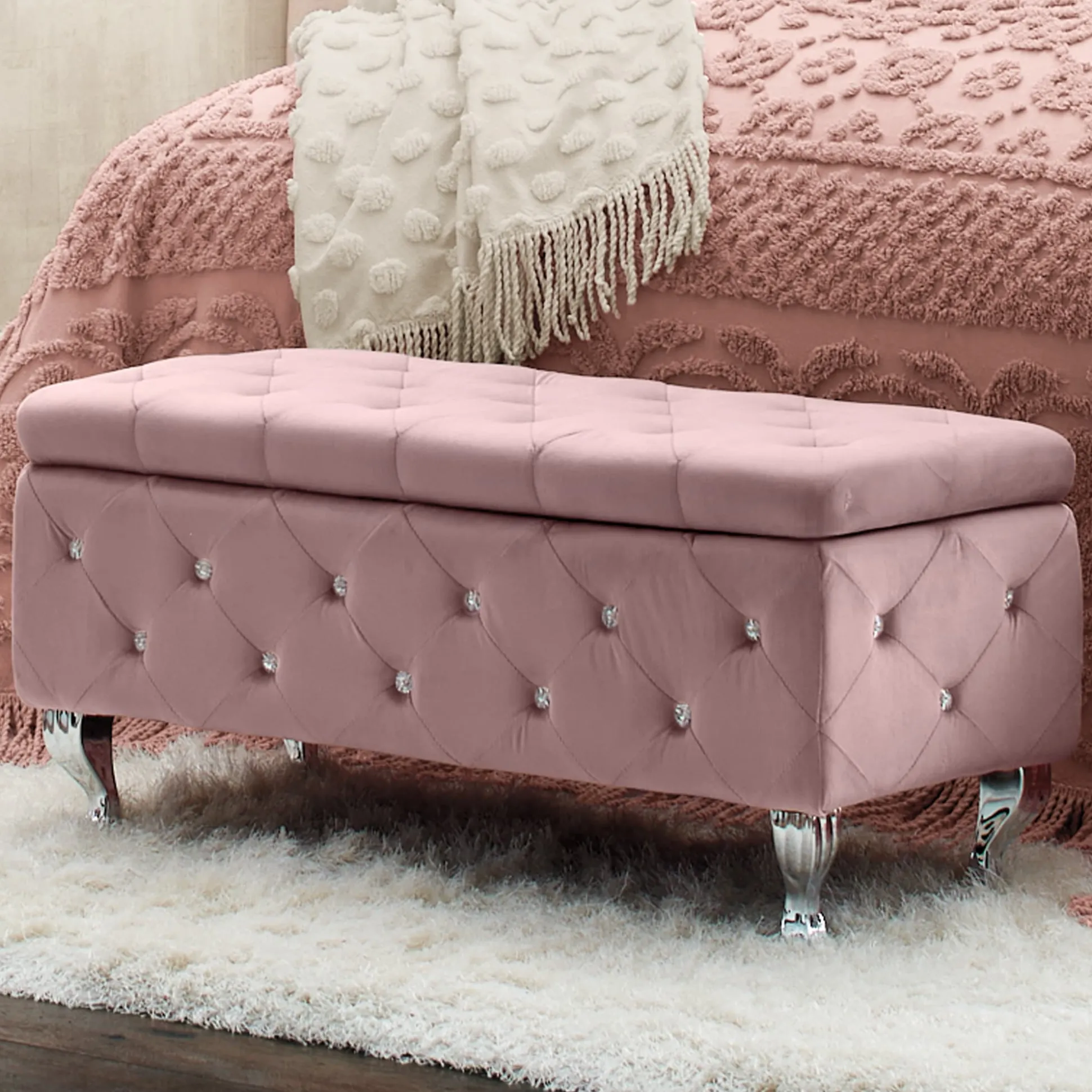 Crystal Tufted Storage Bench