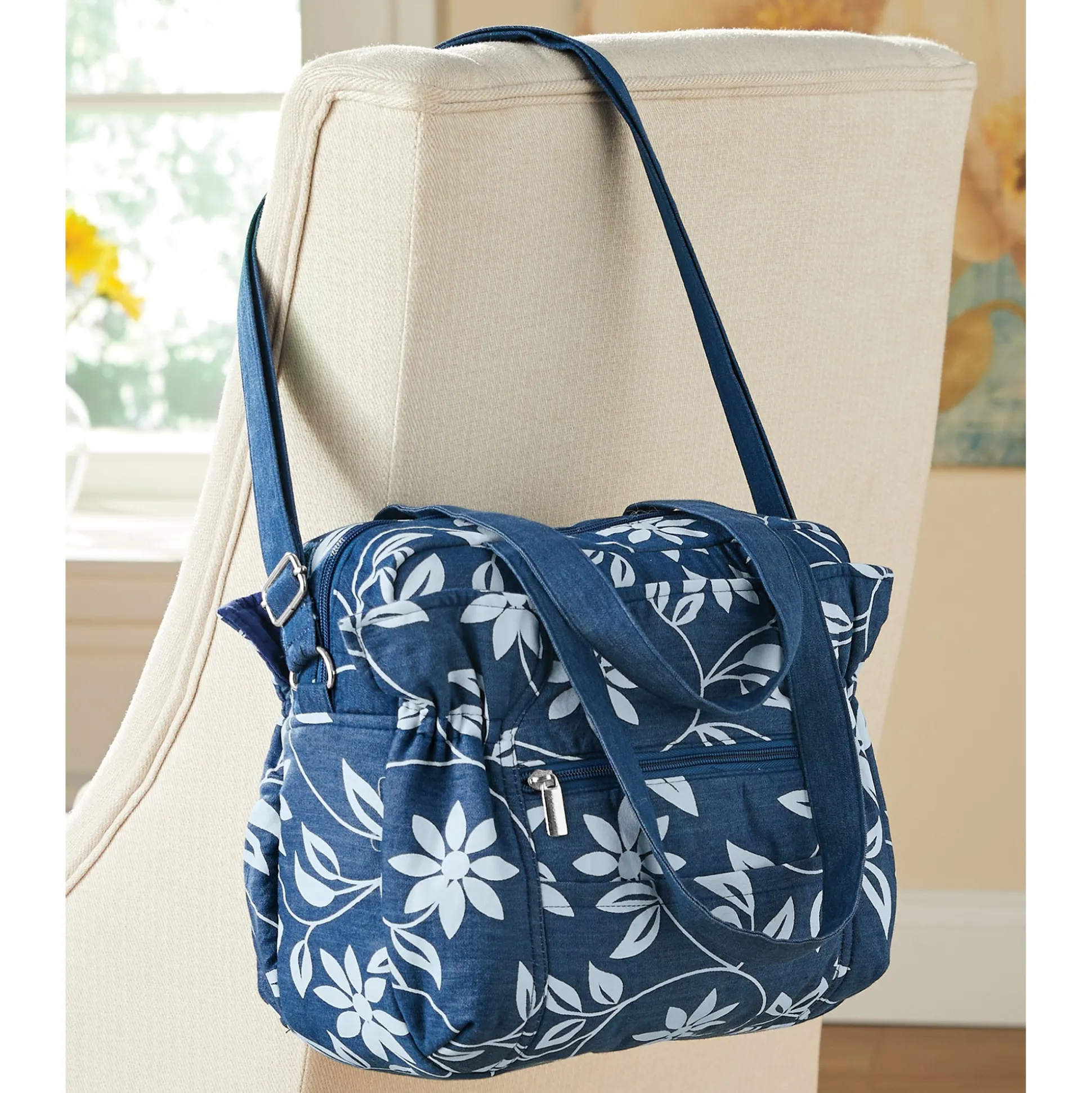 Denim Flowers Shoulder Bag