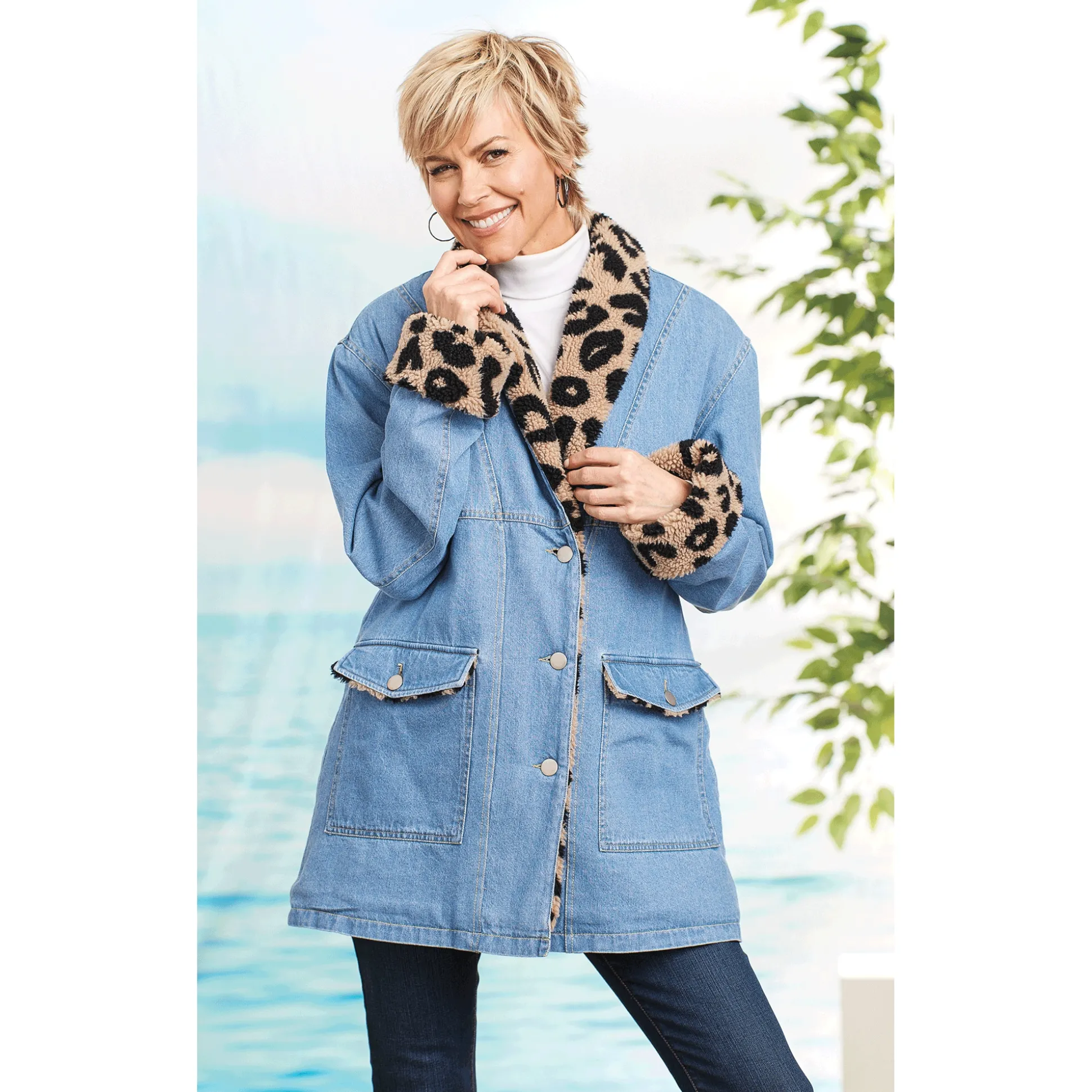 Denim Shearling Coat