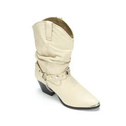Dingo Genuine Leather Slouch Cowgirl Boot with Studs and Chain Detail for Women