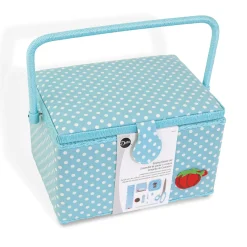 Dritz Aqua Dots Sewing Basket and Essentials Kit Organizer