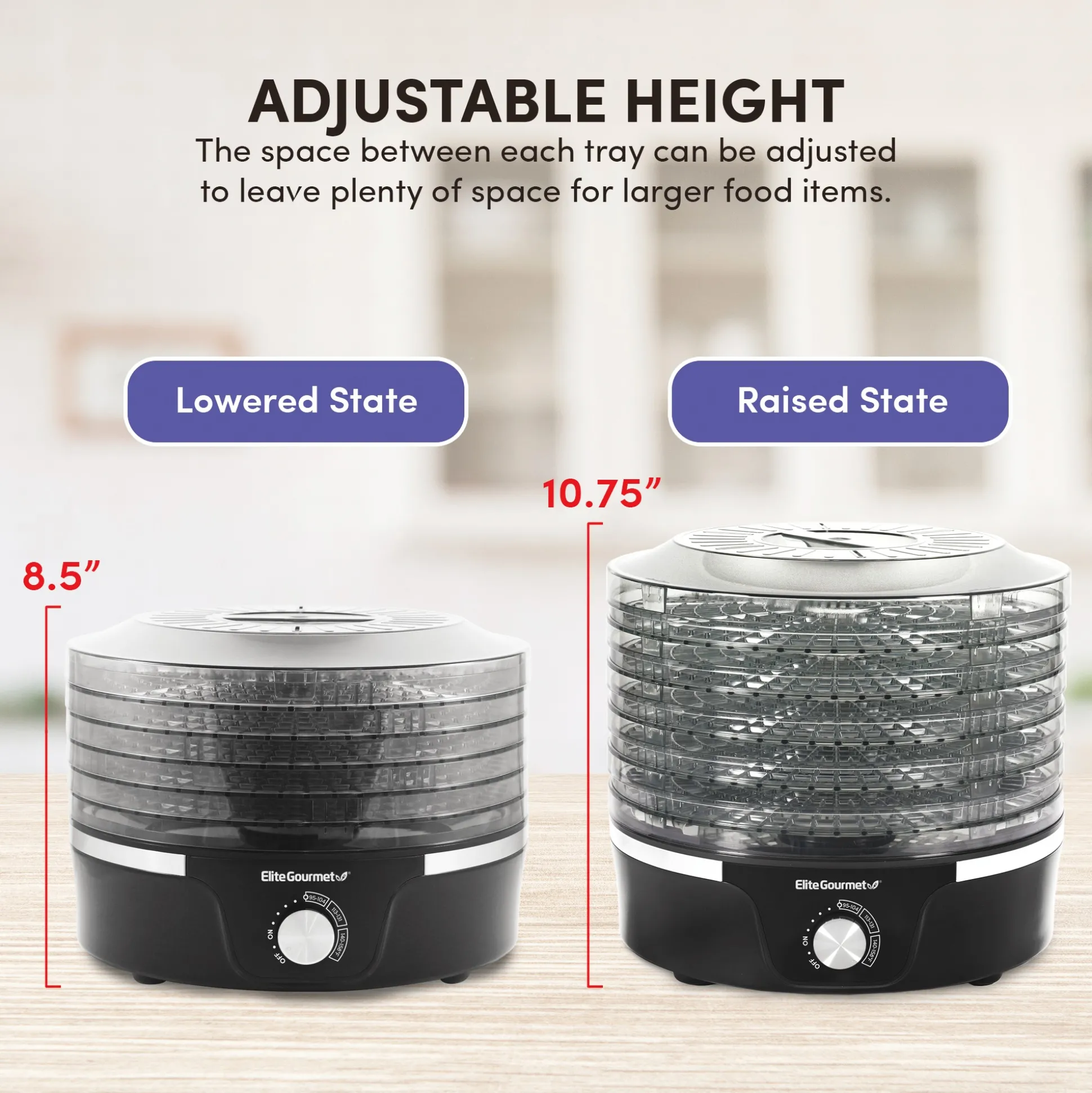 Elite Gourmet Adjustable Height Dehydrator