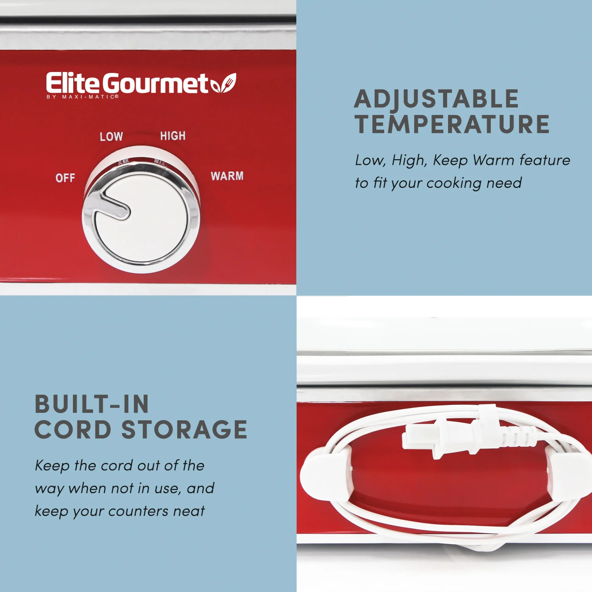 Elite Gourmet 3.5-Quart Slow Cooker with Locking Lid