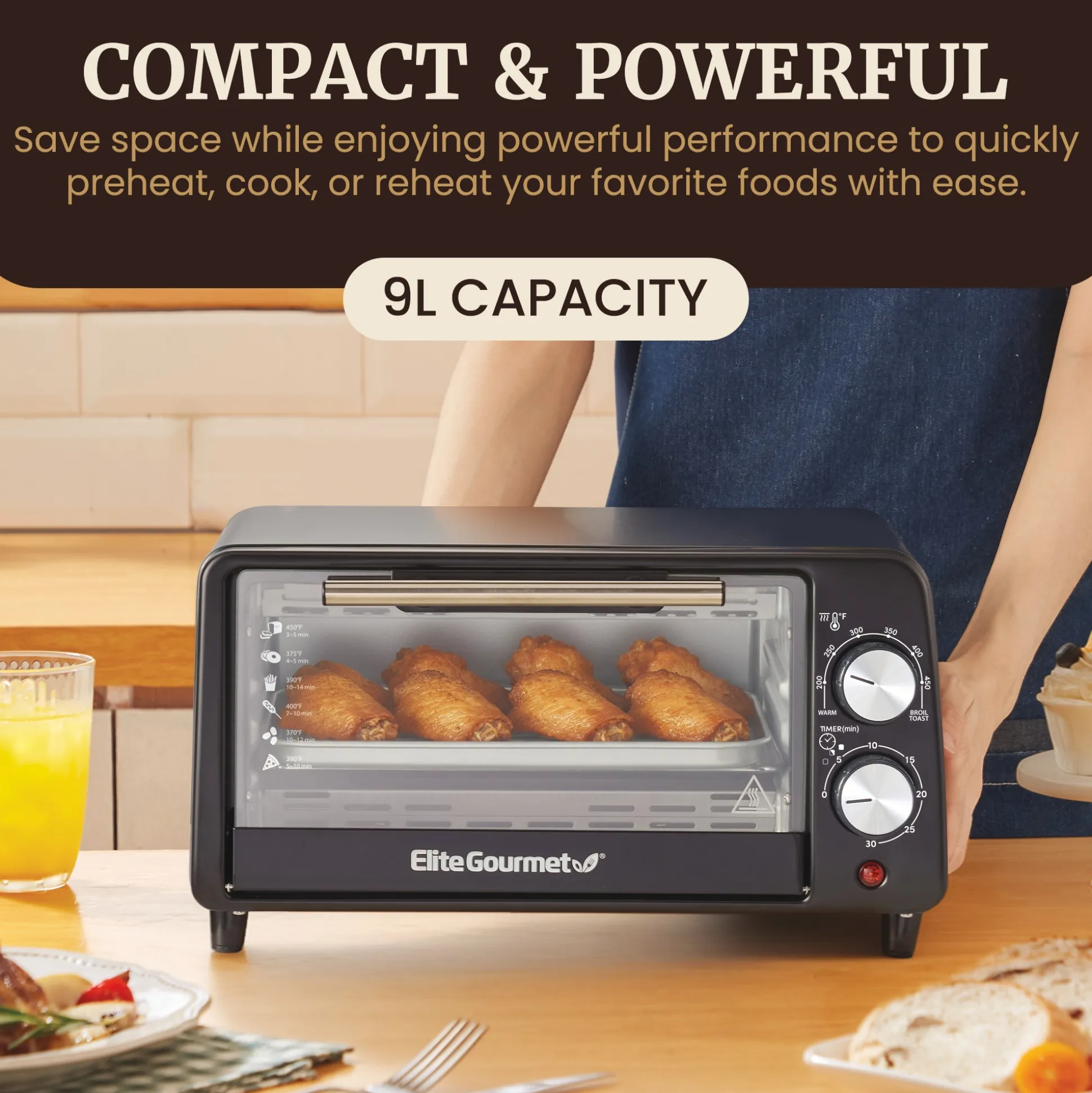 Elite Gourmet 4-Slice Countertop Toaster Oven with Crumb Tray