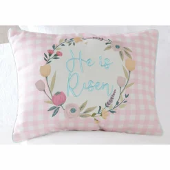 Embroidered He is Risen Pillow