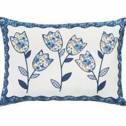 Embroidered Tulip Accent Pillow