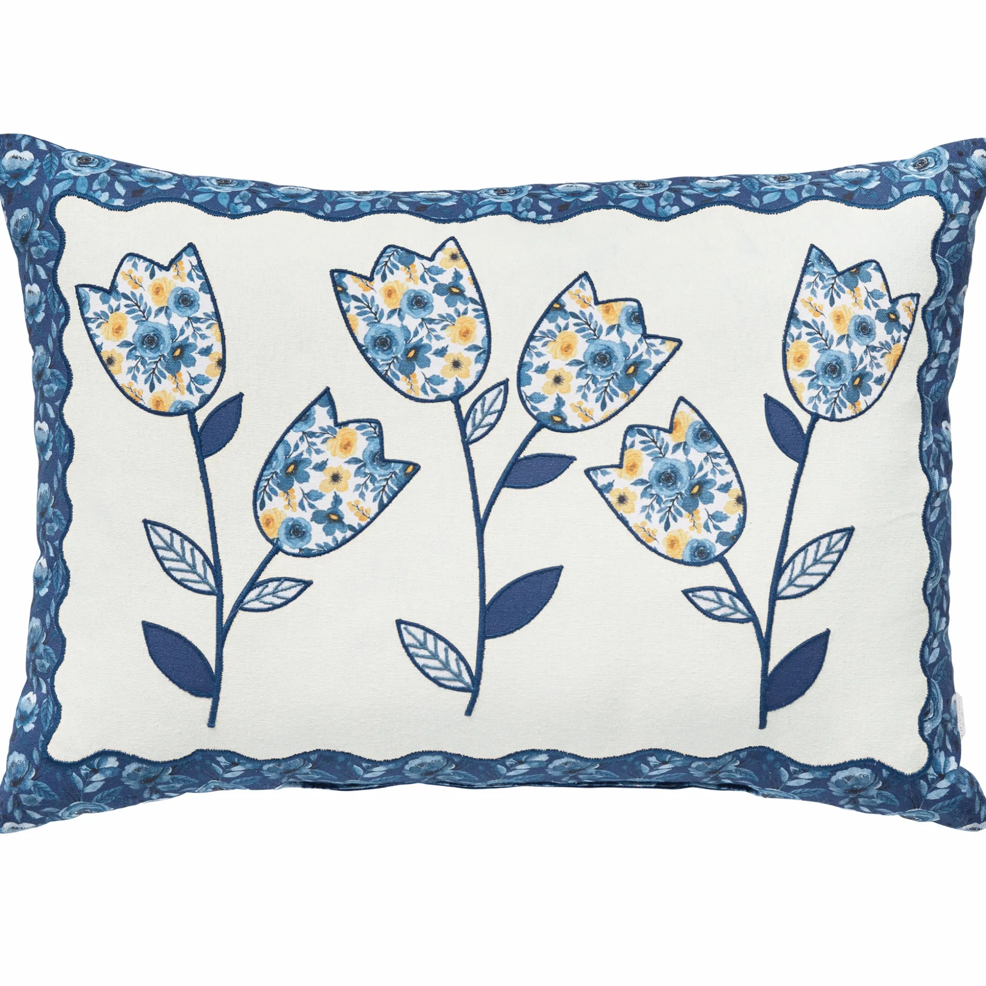 Embroidered Tulip Accent Pillow