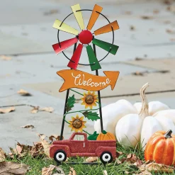 Fall Welcome Windmill Yard Stake
