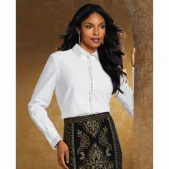 Fancy Button-Down Women's Blouse with Mini Studs
