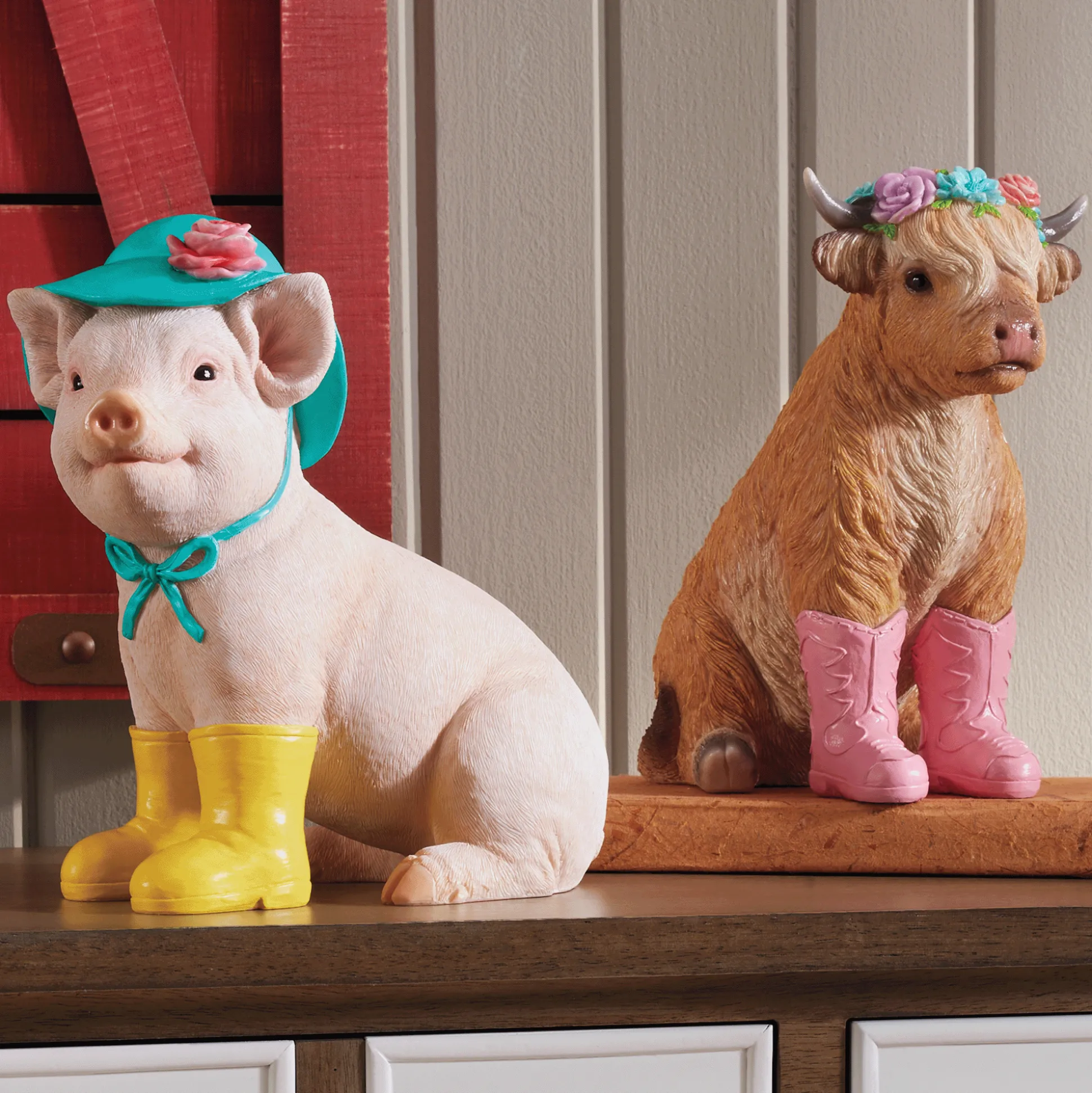 Farm Animal In Boots Figurines