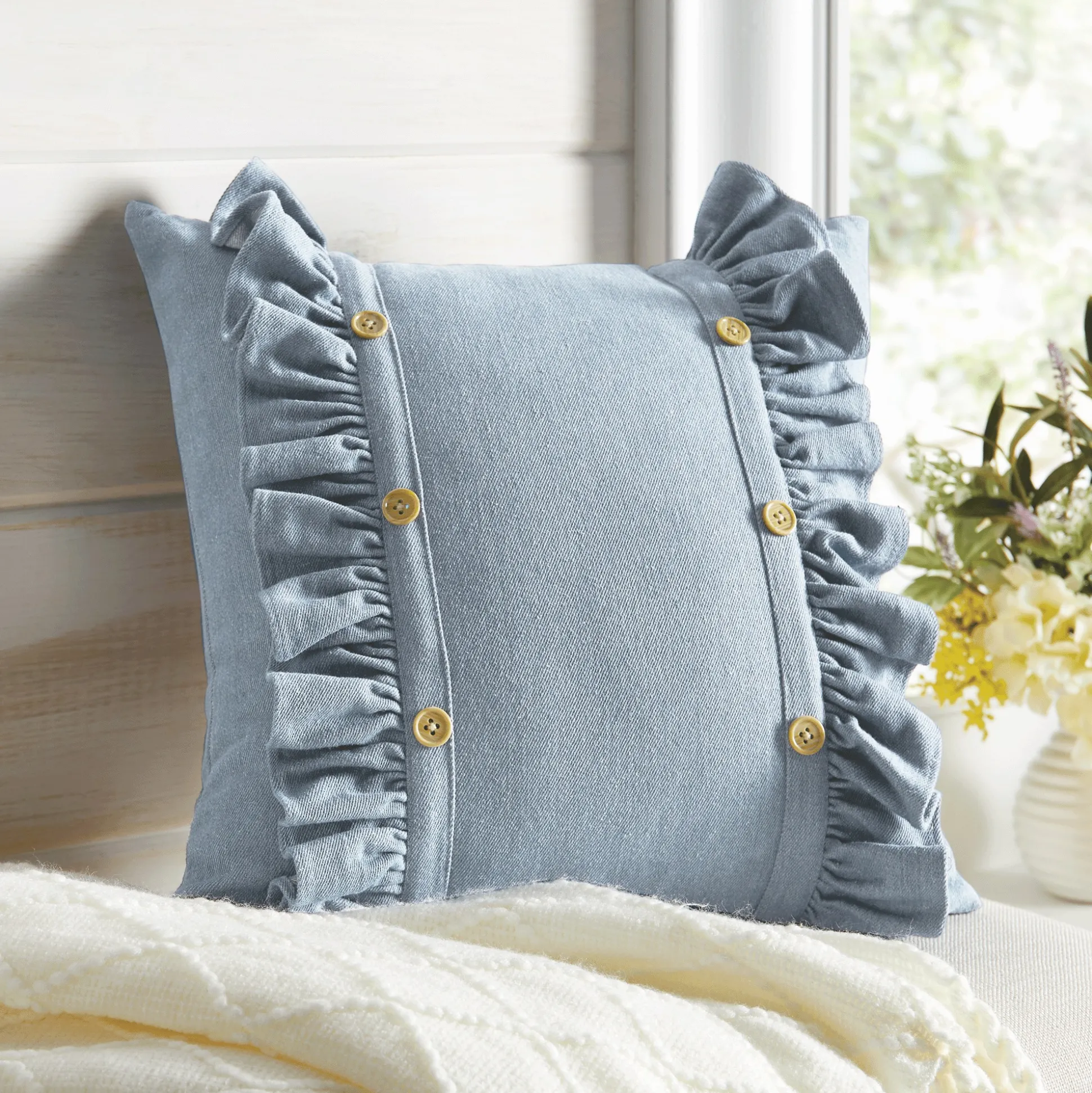 Faux-Denim Accent Pillow