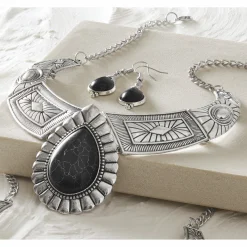 Faux-Stone Necklace & Earring Set