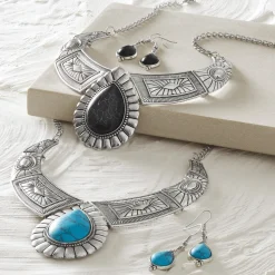 Faux-Stone Necklace & Earring Set