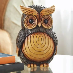 Faux-Wood Owl Figurine