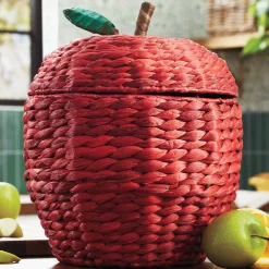 Figural Woven Apple Storage Basket