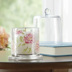 Floral Glass Cloche with Candle