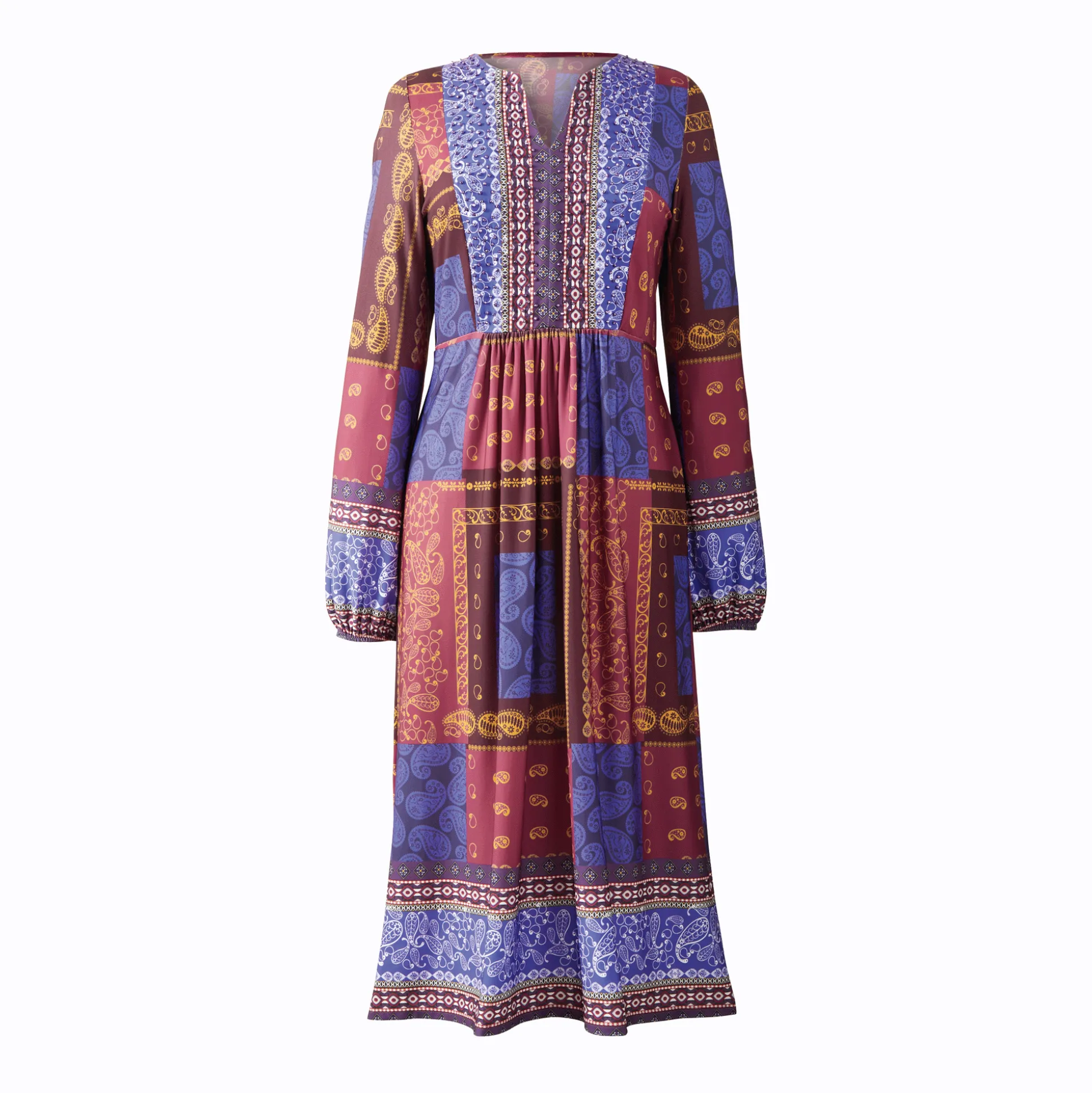 Folksy Beaded Bodice Dress