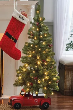 4-Foot Pre-Lit Tree in Red Metal Truck