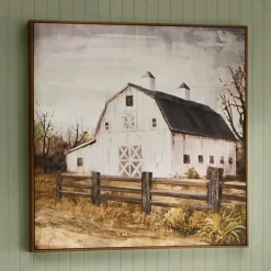 Framed White Barn Canvas