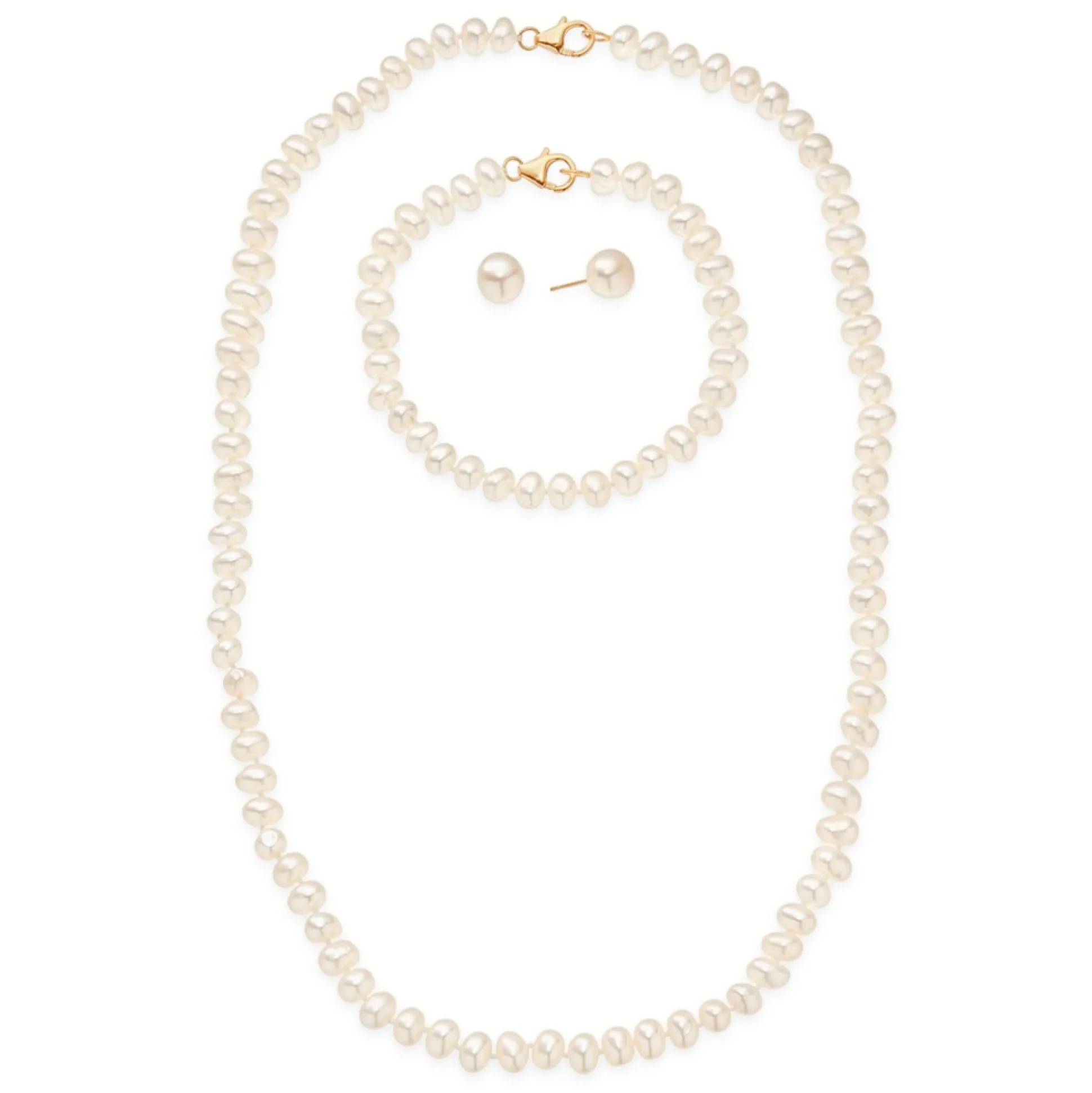 Freshwater Pearl Necklace, Earring and Bracelet Set
