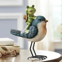 Frog on Bird Figurine