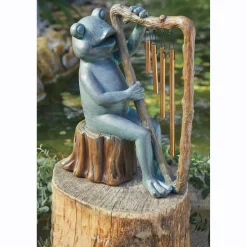Frog with Harp Wind Chime