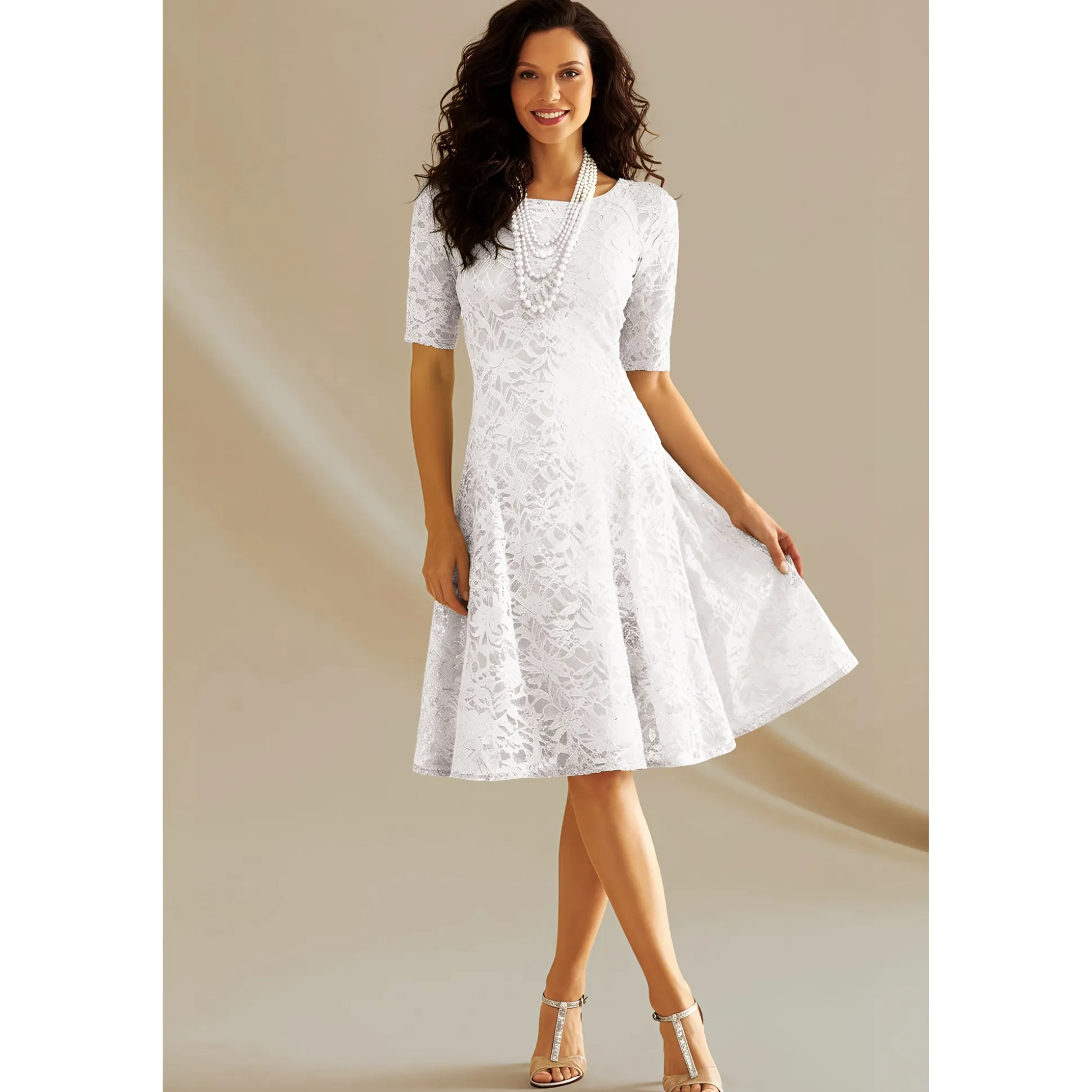 Gaila Fit-and-Flare Lace Dress with Sequin Details