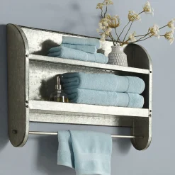 Galvanized Metal Bath Shelf