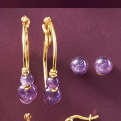 Gem/Bead 2-Pair Hoop & Post Set