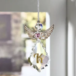 Goldtone Wing Glass Angel Hanging Figurine