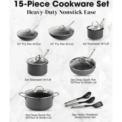 Gotham Steel Pro 15-Piece Hard-Anodized Cookware Set