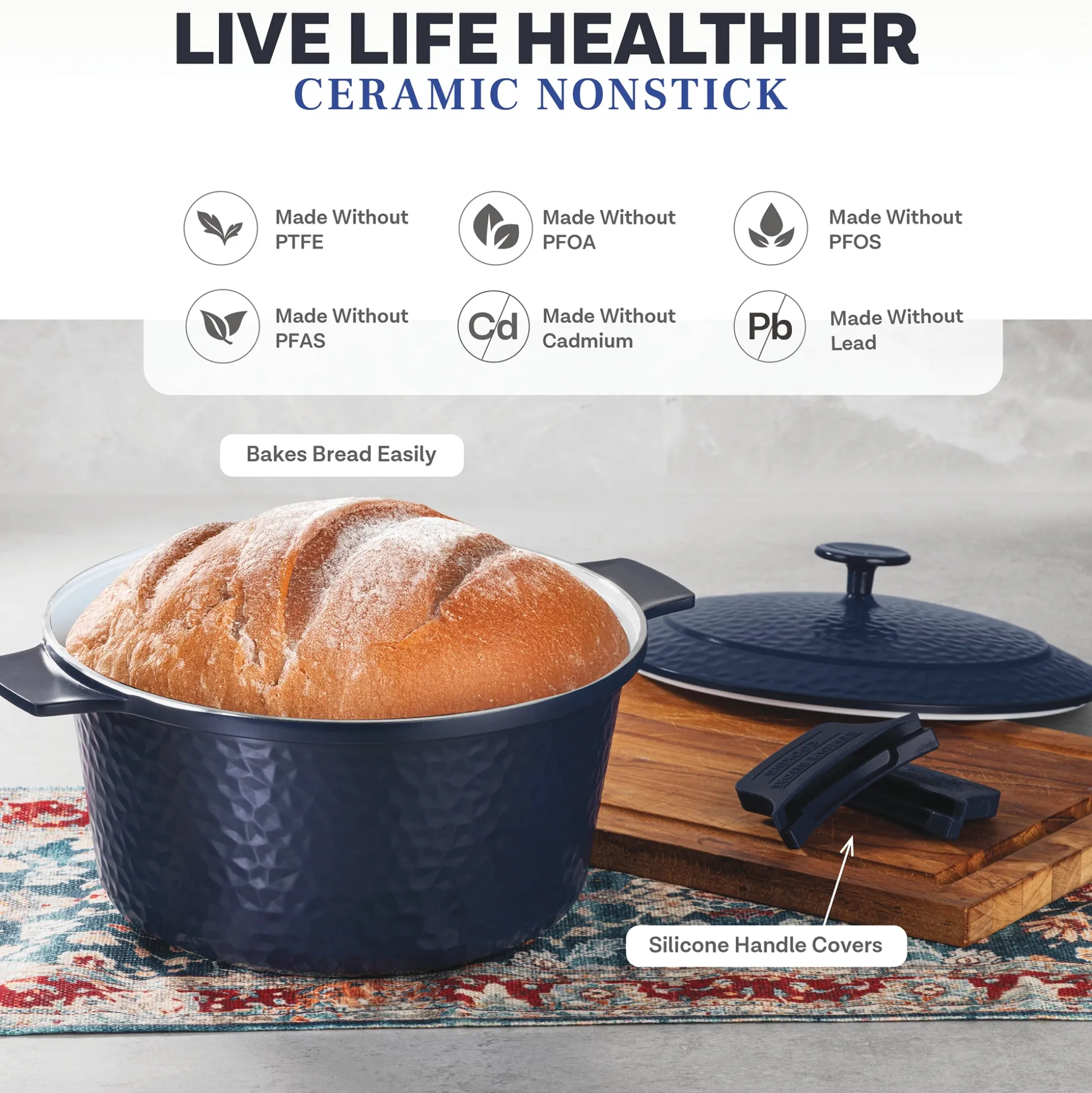 Gotham Steel 5-Quart Hammered Dutch Oven