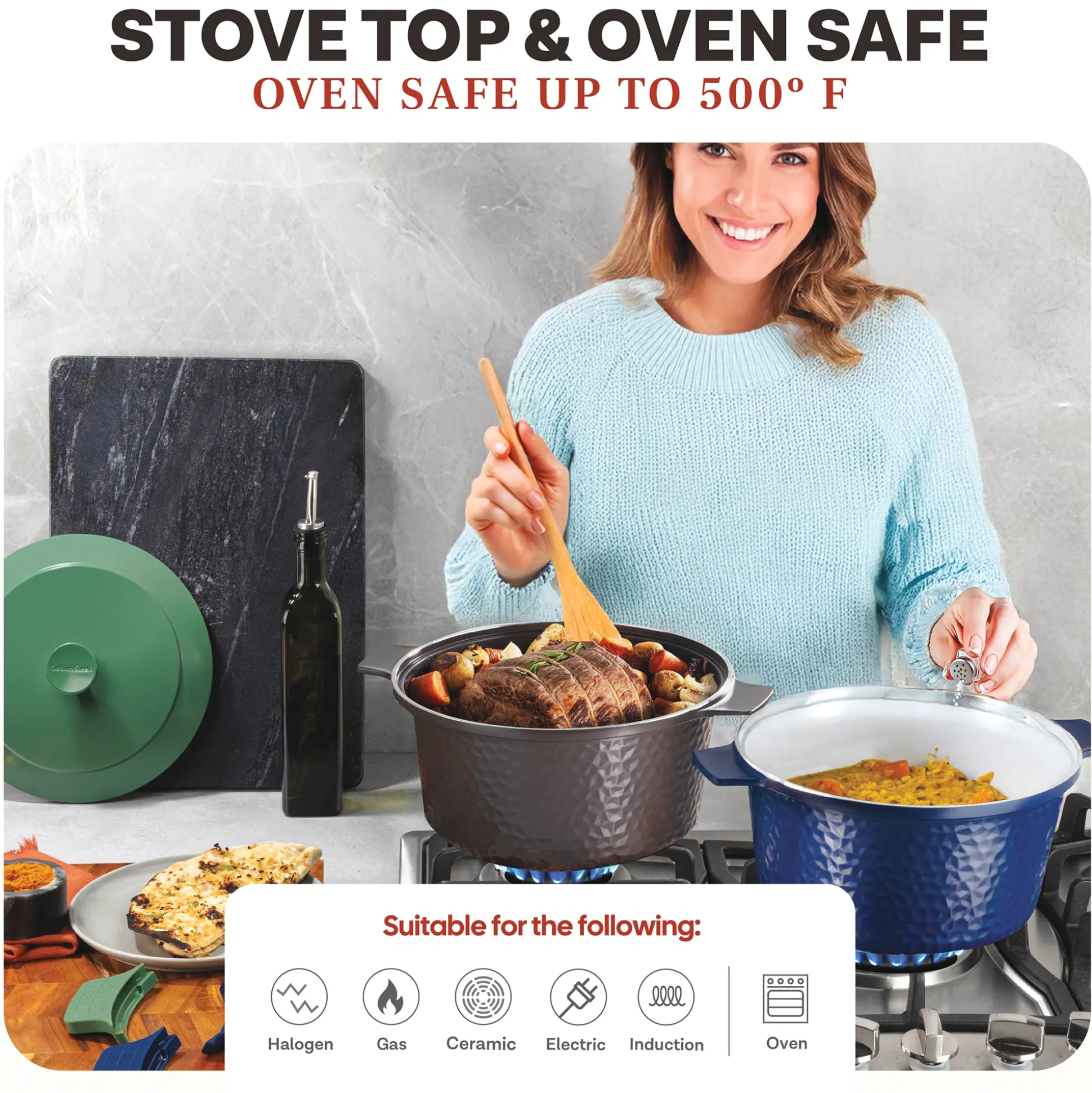 Gotham Steel 5-Quart Hammered Dutch Oven