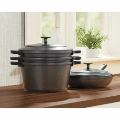 Granitestone 6-Piece Cast Aluminum Stackable Cookware Set