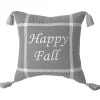 Gray Plaid Happy Fall Accent Pillow