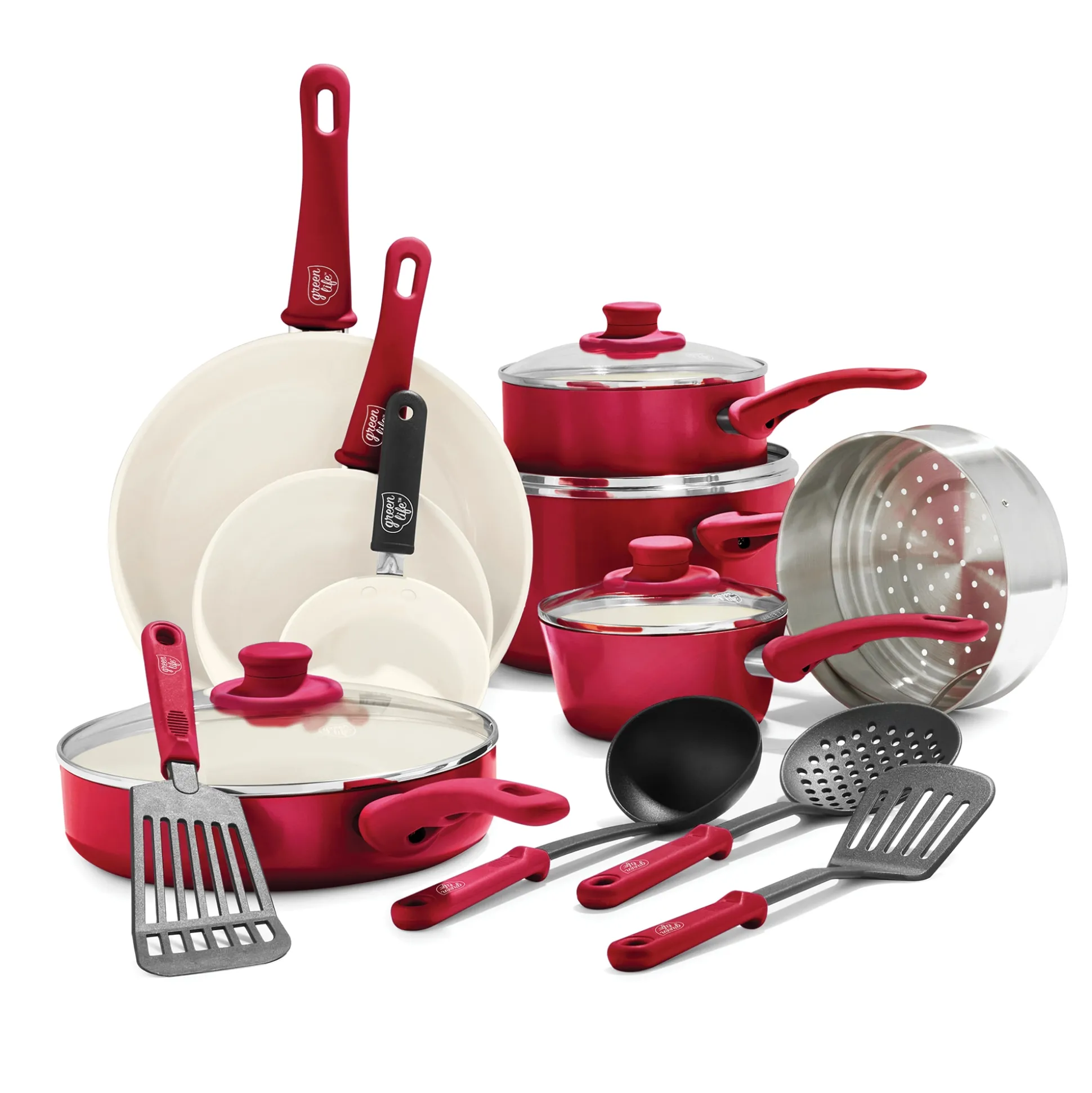 GreenLife 16-Piece Soft-Grip Cookware Set