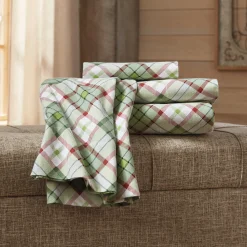 Green Plaid Flannel Sheet Set