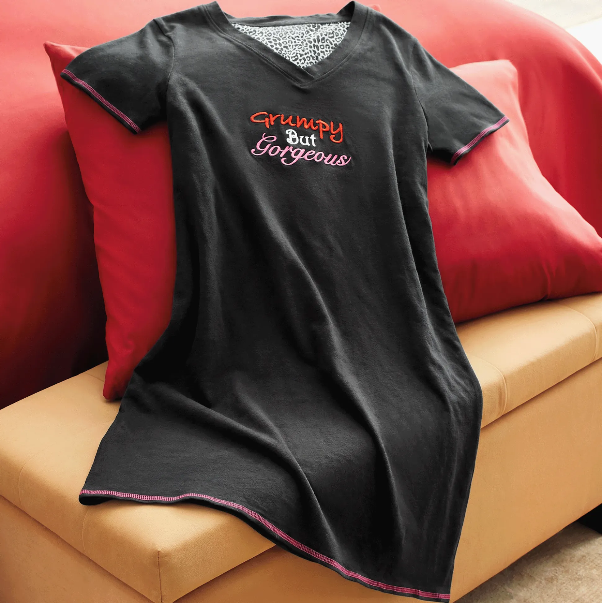 Grumpy But Gorgeous Women’s Funny Embroidered Novelty Nightshirt in Jersey Knit