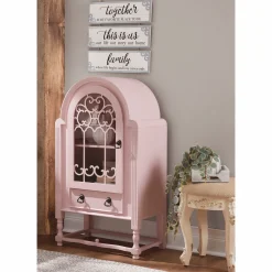 Hadley Arched Blush Pink Display Cabinet
