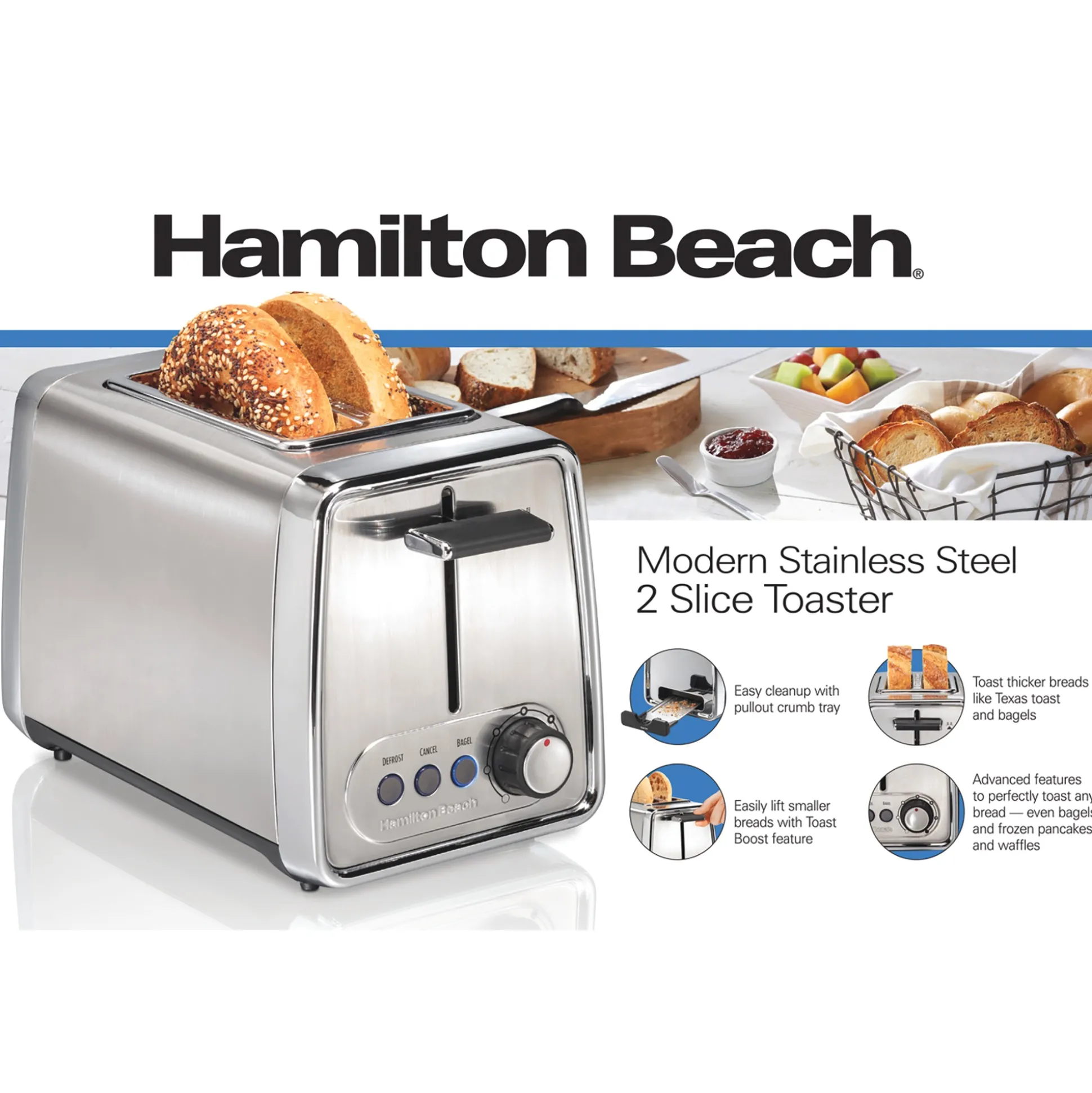 Hamilton Beach Modern Chrome 2-Slice Toaster