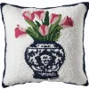 Hand-Hooked Chinoiserie Floral Pillow