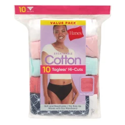 Hanes 10-Pack Hi-Cut Cotton Panty