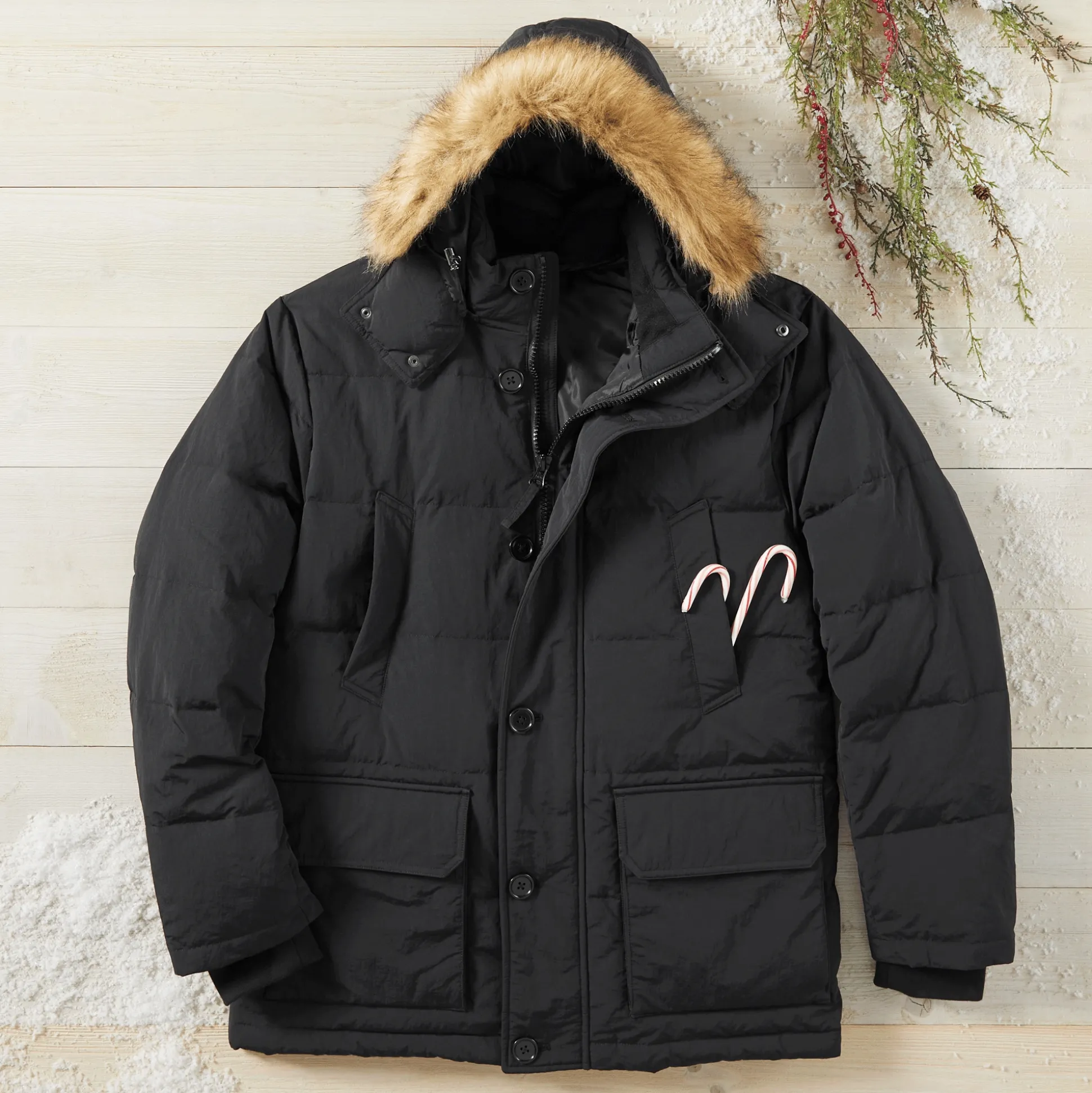 Hooded Down-Blend Jacket with Zip-Off Hood