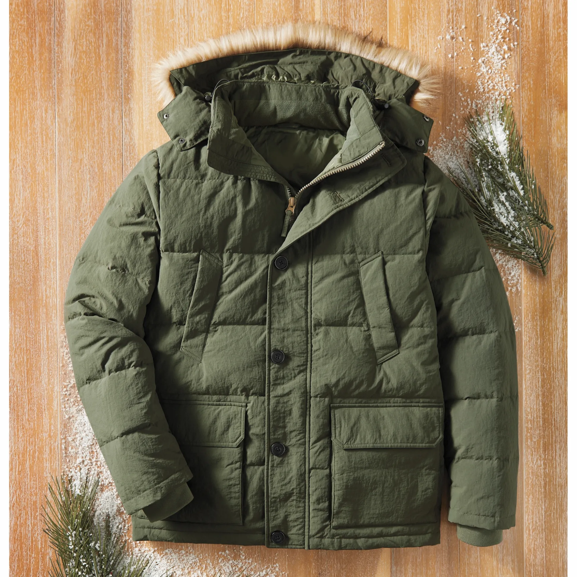 Hooded Down-Blend Jacket with Zip-Off Hood