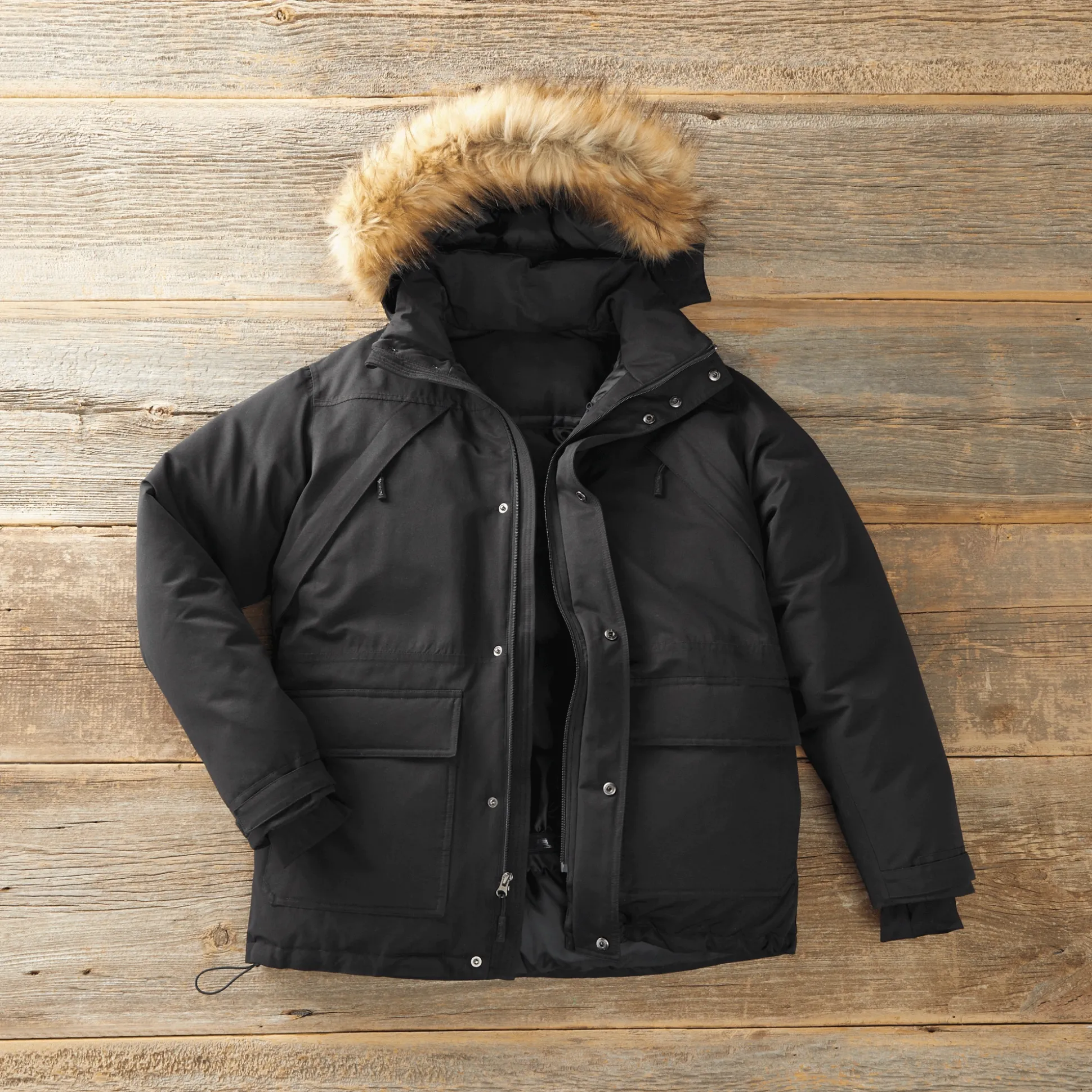 Hooded Down-Blend Jacket with Zip-Off Hood